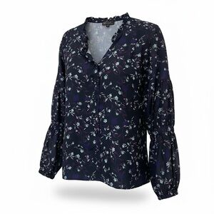 D&G Midnight Blue Floral Blouse Size XL